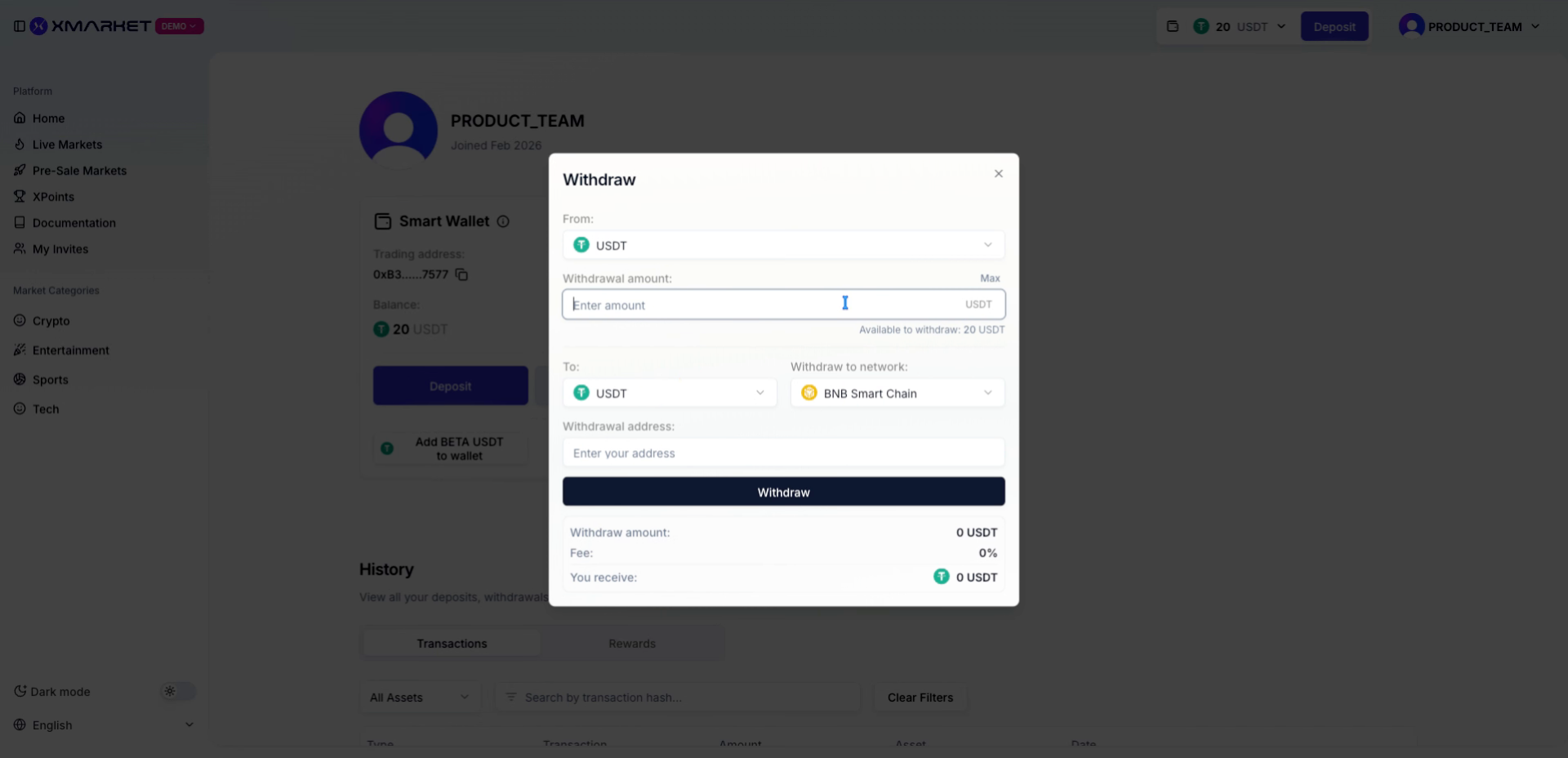 Asset selection and withdrawal amount